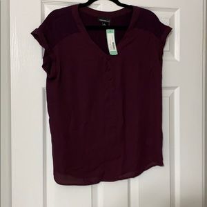 Fortune + Ivy Helina Mixed Material Blouse